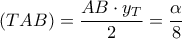 \left ( TAB \right )=\dfrac{AB\cdot y_{T}}{2}=\dfrac{\alpha }{8}