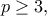 p\geq 3,