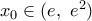 {{x}_{0}}\in (e,\,\,{{e}^{2}})