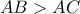 \displaystyle{AB>AC}