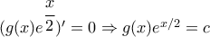 (g(x)e^{\cfrac{x}{2}})'=0\Rightarrow g(x)e^{x/2}=c