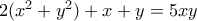 2(x^2+y^2)+x+y=5xy