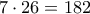 7\cdot 26=182