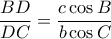 \displaystyle{\frac{BD}{DC}=\frac{c \cos B}{b \cos C}}