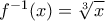 f^{-1}(x)=\sqrt[3]{x}