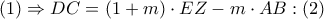 \left( 1 \right)\Rightarrow DC=\left( 1+m \right)\cdot EZ-m\cdot AB:\left( 2 \right)