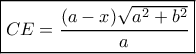 \boxed{CE = \frac{{(a - x)\sqrt {{a^2} + {b^2}} }}{a}}