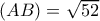 (AB)=\sqrt{52}