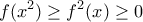 \displaystyle{f(x^2) \geq f^2(x) \geq 0}