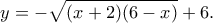 \displaystyle y =  - \sqrt {(x + 2)(6 - x)}  + 6.