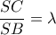 \displaystyle{ \dfrac{SC}{SB}=\lambda}