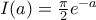 I(a) = \frac{\pi}{2}e^{-a}