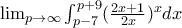 \lim_{p\to\infty}\int_{p-7}^{p+9}(\frac{2x+1}{2x})^x dx \lim_{p\to\infty}\int_{p-7}^{p+9}(\frac{2x+1}{2x})^x dx