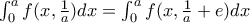 \int_{0}^{a}f(x,\frac{1}{a})dx=\int_{0}^{a}f(x,\frac{1}{a}+e)dx