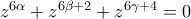 z^{6\alpha }+z^{6\beta+2 }+z^{6\gamma +4}=0