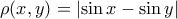 \rho(x, y) = \left | \sin x-\sin y \right |