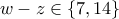 w-z \in\{7,14\}