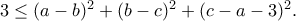3\leq (a-b)^2+(b-c)^2+(c-a-3)^2.
