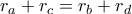 \displaystyle{r_a+r_c=r_b+r_d}