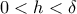 0 < h < \delta