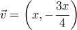 \displaystyle{\vec{v}=\left(x, -\frac{3x}{4} \right )}