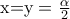 \textrm{x=y}=\frac{\alpha }{2}