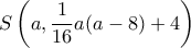 S \left ( a, \dfrac {1}{16}a(a-8)+4\right) 