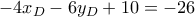 -4x_{D}-6y_{D}+10=-26