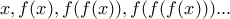 x,f(x),f(f(x)),f(f(f(x)))...