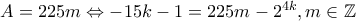 A = 225m \Leftrightarrow -15k - 1 = 225m - 2^{4k}, m \in \Bbb{Z}