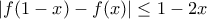  |f(1-x)-f(x)|\leq 1-2x
