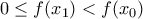 \displaystyle{0\le f(x_1)<f(x_0)} \displaystyle{0\le f(x_1)<f(x_0)}