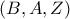 (B, A, Z) (B, A, Z)