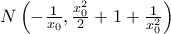N\left(-\frac{1}{x_{0}},\frac{x_{0}^2}{2}+1+\frac{1}{x_{0}^2} \right)