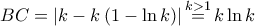 BC=\left| k-k\left( 1-\ln k \right) \right|\overset{k>1}{\mathop{=}}\,k\ln k