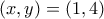 (x,y)=(1,4)