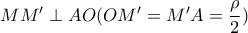 MM' \perp AO (OM' = M'A = \displaystyle \frac{\rho}{2})