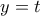 \displaystyle{y=t}