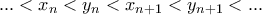 \displaystyle{...<x_n<y_n<x_{n+1}<y_{n+1}<...}