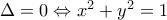 \Delta=0\Leftrightarrow x^2+y^2=1