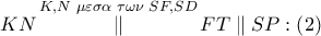 KN\mathop \parallel \limits^{K,N\,\,\mu \varepsilon \sigma \alpha \,\,\tau \omega \nu \,\,SF,SD} FT\parallel SP:\left( 2 \right)