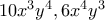 10x^3y^4, 6x^4y^3
