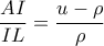 \displaystyle \frac{AI}{IL}=\frac{u-\rho}{\rho}