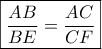\boxed{\frac{{AB}}{{BE}} = \frac{{AC}}{{CF}}}