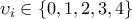 \displaystyle {\upsilon_i \in \{0, 1, 2, 3, 4 \}}