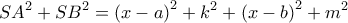  \displaystyle S{A^2} + S{B^2} = {\left( {x - a} \right)^2} + {k^2} + {\left( {x - b} \right)^2} + {m^2}