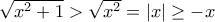 \sqrt{x^2+1}>\sqrt{x^2}=\left|x \right|\geq -x