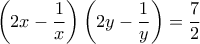 \left(2x-\dfrac{1}{x} \right)\left(2y-\dfrac{1}{y} \right)=\dfrac{7}{2}