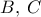 B,\:C