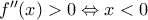 {f}''(x)>0\Leftrightarrow x<0